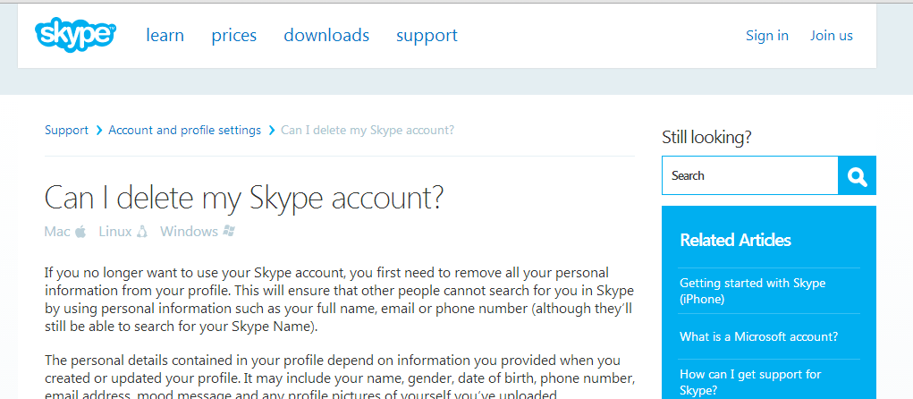 Log out skype