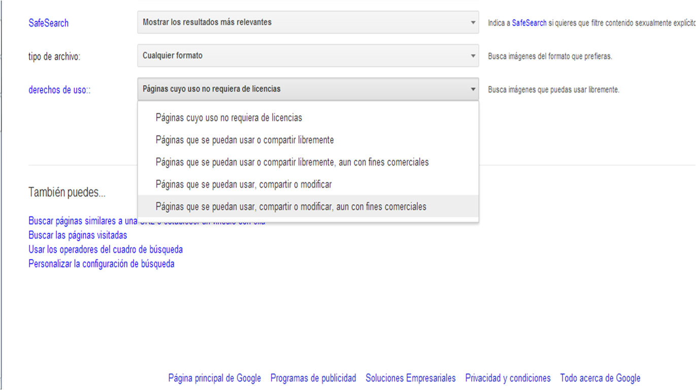 Paginas con derechos de uso