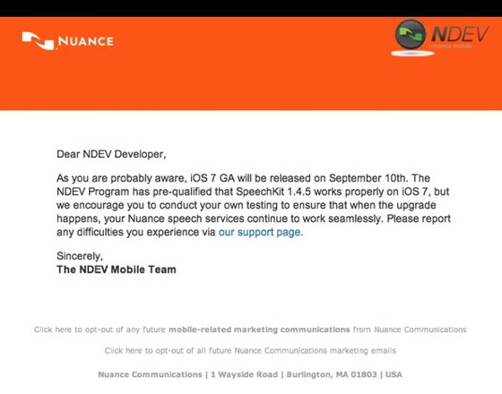 Email Programadores Nuance