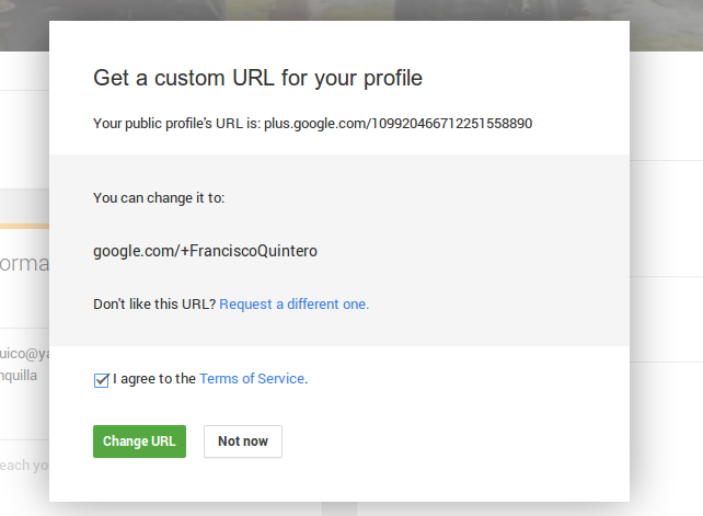 g+ custom url