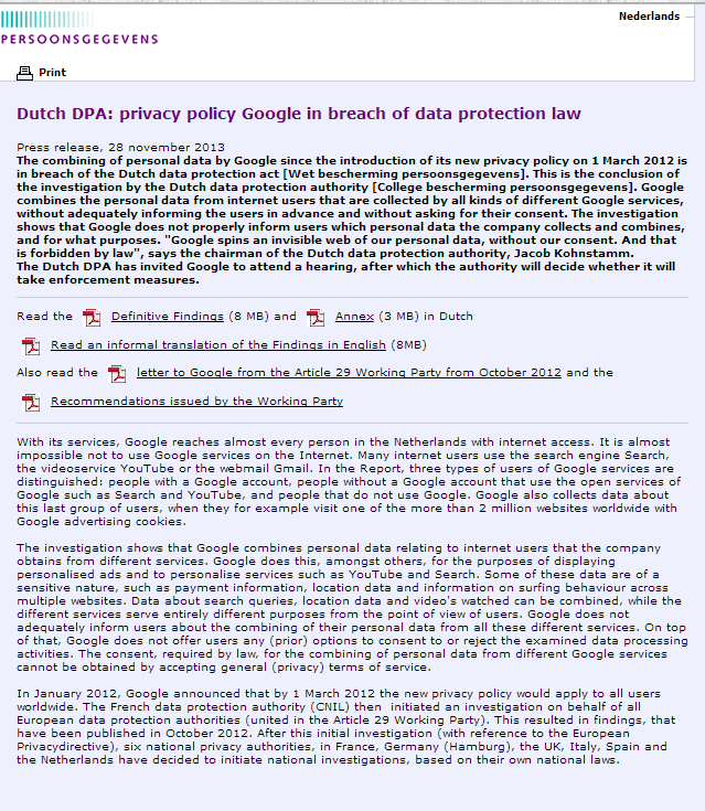 google privacidad