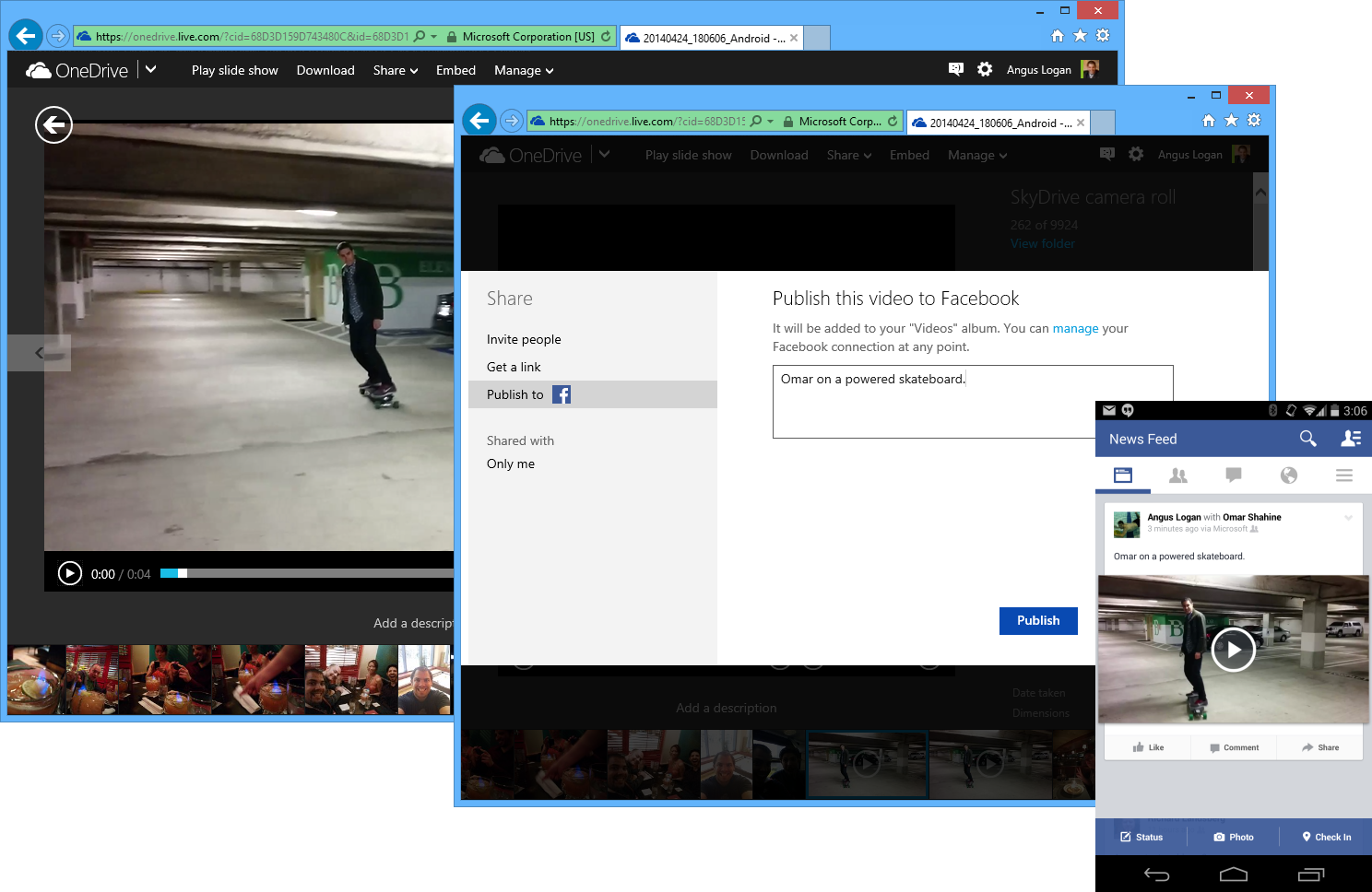 OneDrive Video-Share-to facebook