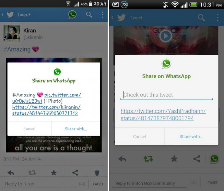 twitter whatsapp boton