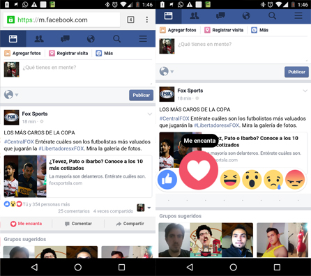 Reacciones Facebook