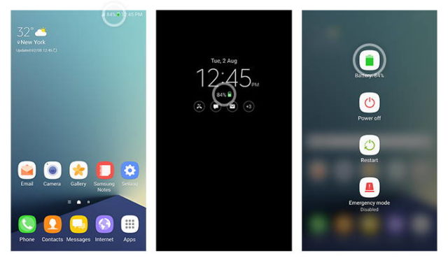 Galaxy Note 7 icono batería verde
